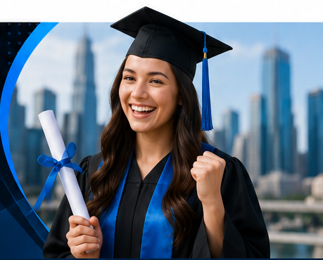 Graduate holding a qualification certificate
